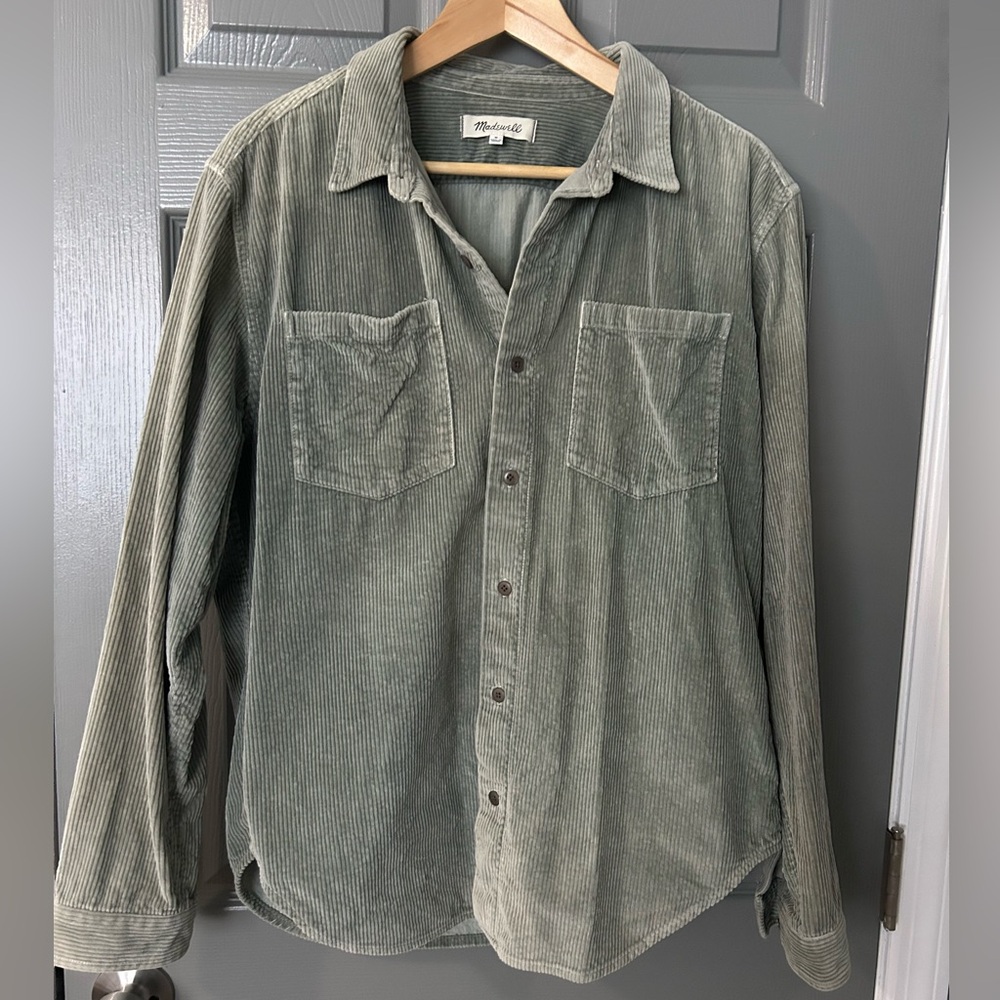 Madewell sage green Corduroy Button Down Shirt medium